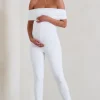 Carefully Crafted | White Maternity Bardot Fitted Jumpsuit