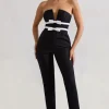 Casta | Black Strapless Tailored Straight-Leg Jumpsuit With Bows