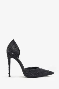 Catcher | Black Diamante Pointed Court Heels