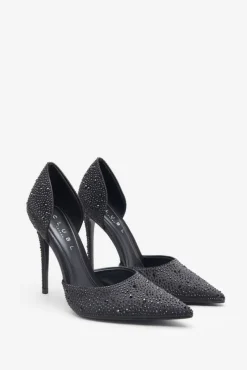 Catcher | Black Diamante Pointed Court Heels