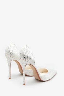 Catcher | Ivory Diamante Pointed Court Heels