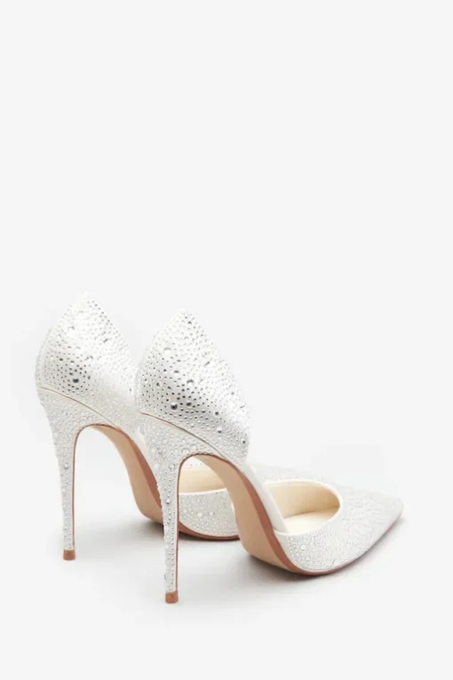 Catcher | Ivory Diamante Pointed Court Heels