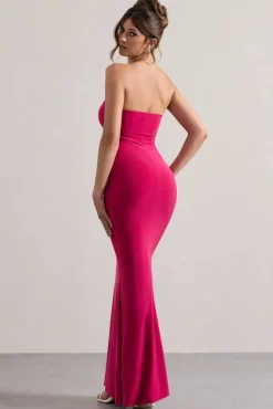 Ceremony | Hot Pink Bandeau Fishtail Maxi Dress