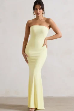 Ceremony | Lemon Bandeau Fishtail Maxi Dress