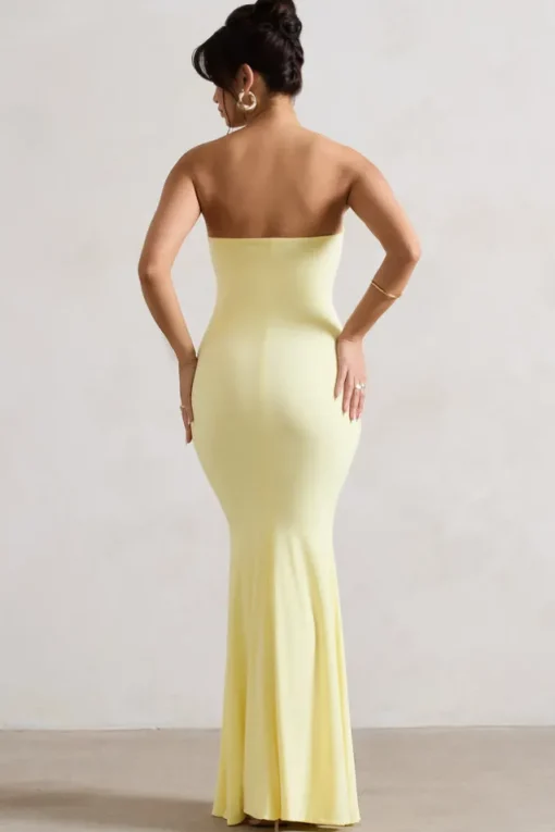 Ceremony | Lemon Bandeau Fishtail Maxi Dress