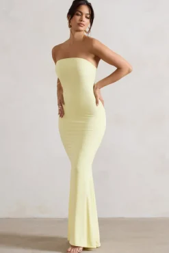Ceremony | Lemon Bandeau Fishtail Maxi Dress