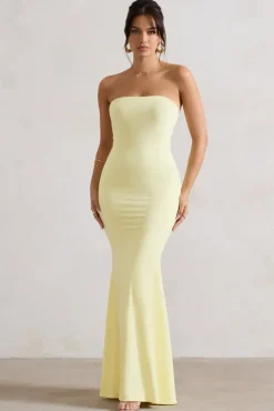 Ceremony | Lemon Bandeau Fishtail Maxi Dress