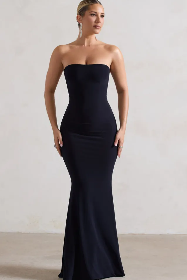 Ceremony | Navy Bandeau Fishtail Maxi Dress