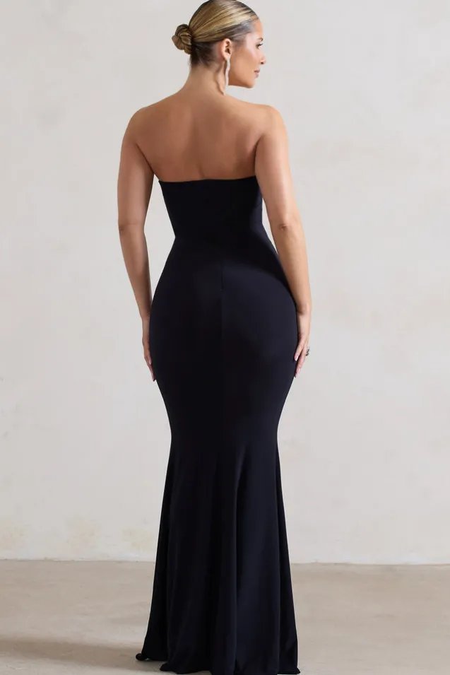 Ceremony | Navy Bandeau Fishtail Maxi Dress