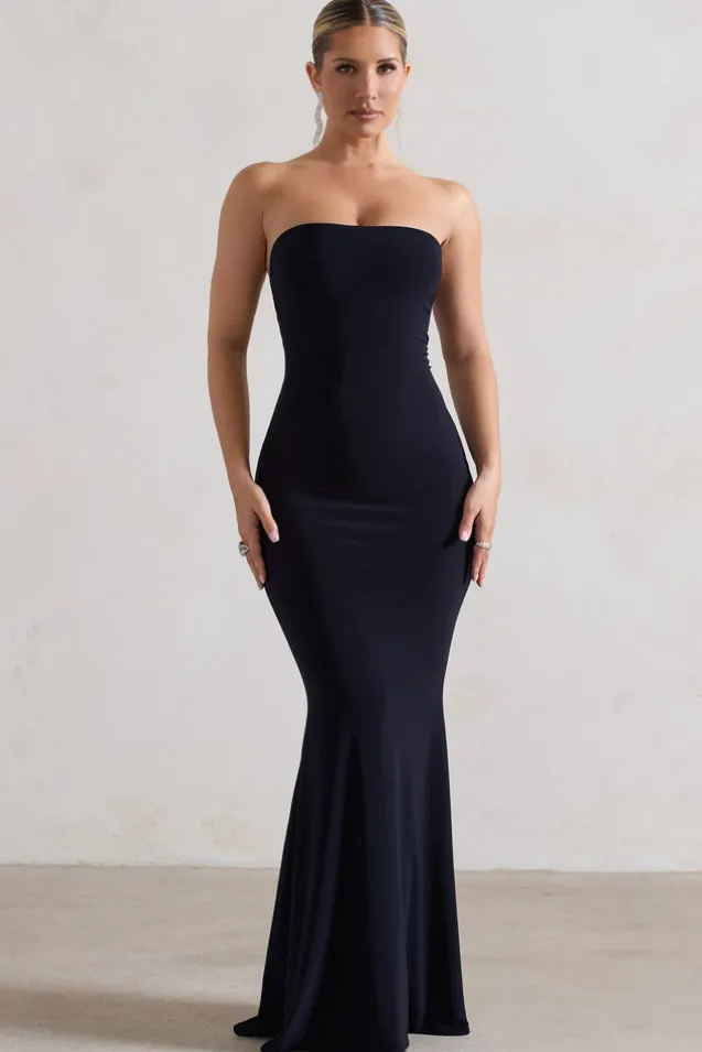 Ceremony | Navy Bandeau Fishtail Maxi Dress