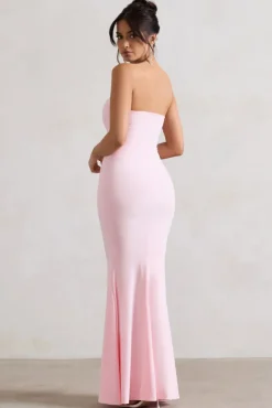 Ceremony | Pink Bandeau Fishtail Maxi Dress