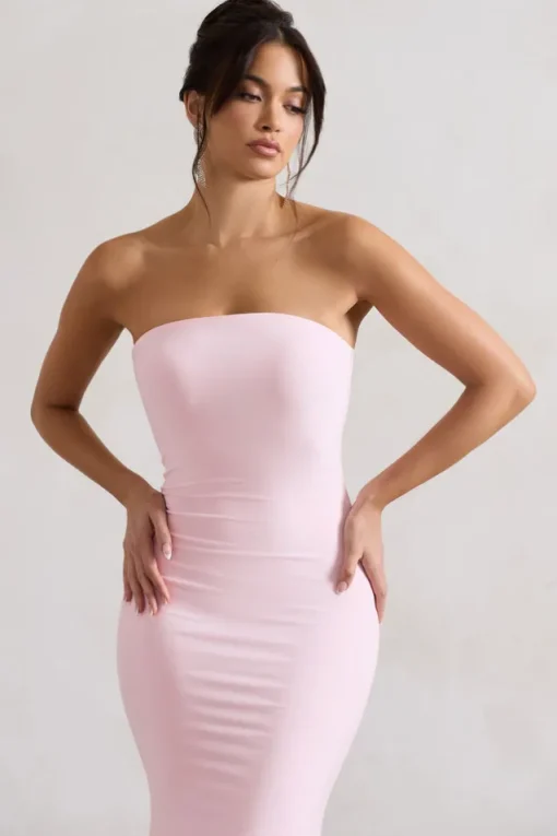 Ceremony | Pink Bandeau Fishtail Maxi Dress
