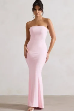 Ceremony | Pink Bandeau Fishtail Maxi Dress