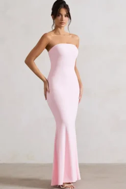 Ceremony | Pink Bandeau Fishtail Maxi Dress