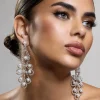 Chandelier | Gold Diamante Pearl Statement Earrings
