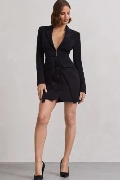Chelsea | Black Fitted Blazer Mini Dress