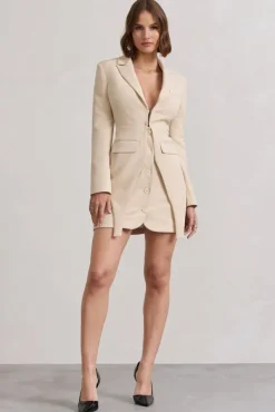 Chelsea | Stone Fitted Blazer Mini Dress