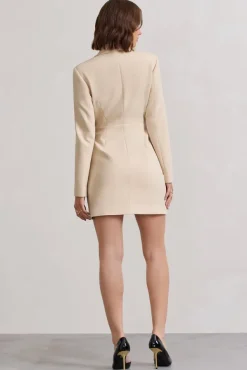 Chelsea | Stone Fitted Blazer Mini Dress