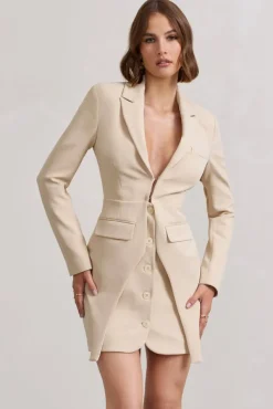 Chelsea | Stone Fitted Blazer Mini Dress