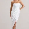 Chosen | White Bandeau Wrap Maxi Dress With Feather Trim