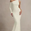 Contradiction | Cream One-Sleeve Asymmetric Maxi Dress