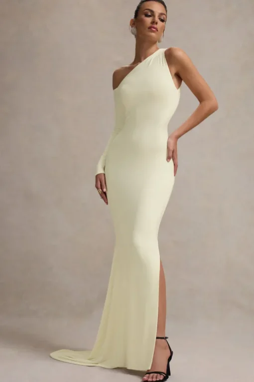 Contradiction | Cream One-Sleeve Asymmetric Maxi Dress