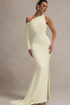 Contradiction | Cream One-Sleeve Asymmetric Maxi Dress