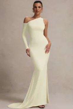 Contradiction | Cream One-Sleeve Asymmetric Maxi Dress