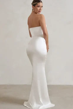 Coraline | White Strapless Maxi Dress With Split