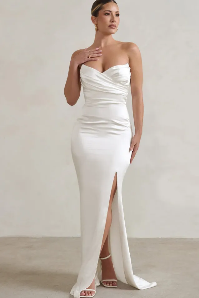 Coraline | White Strapless Maxi Dress With Split