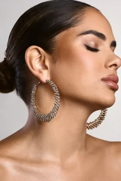 Corina | Gold Diamante Hoop Earrings