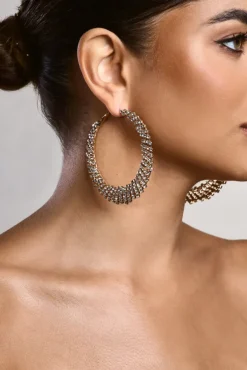Corina | Gold Diamante Hoop Earrings