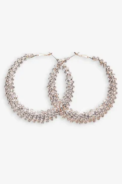 Corina | Gold Diamante Hoop Earrings