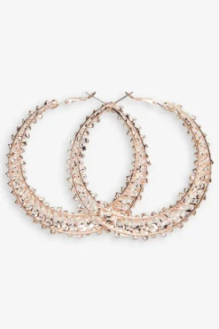 Corina | Gold Diamante Hoop Earrings