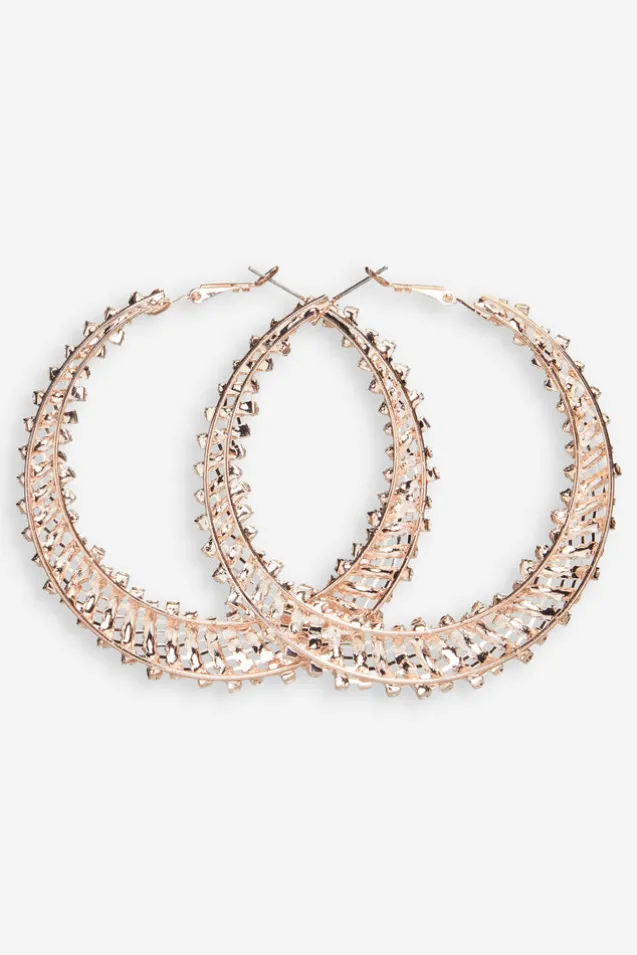 Corina | Gold Diamante Hoop Earrings