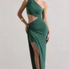 Costa Rica | Forest Green Asymmetric Cut-Out Split Maxi Dress