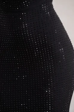 Costella | Black Embellished Strappy Cowl-Neck Maxi Dress