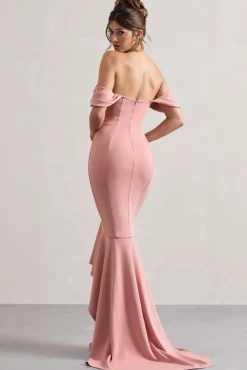 Cotillion | Blush Sweetheart High-Low Maxi Dress With Ruffle Hem