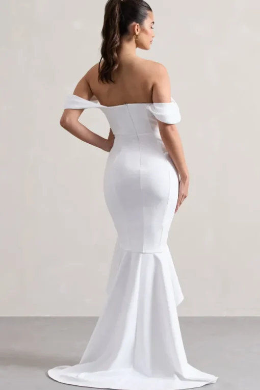 Cotillion | White Sweetheart High-Low Maxi Dress With Ruffle Hem