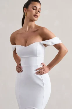 Cotillion | White Sweetheart High-Low Maxi Dress With Ruffle Hem