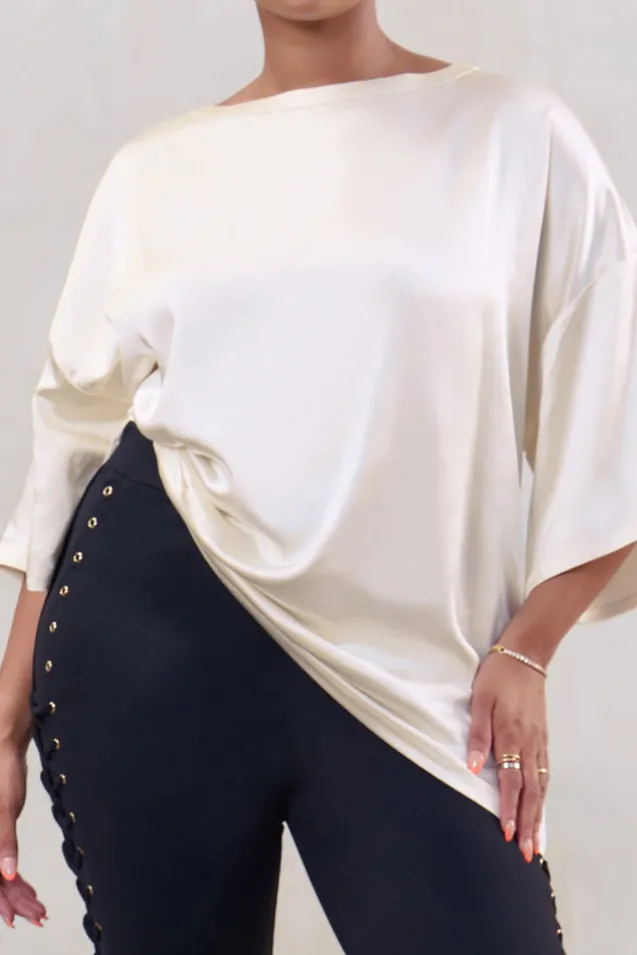 Day Dreaming | Off White Satin Relaxed Tee