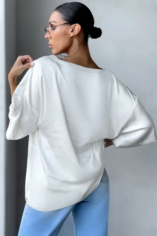 Day Dreaming | Off White Satin Relaxed Tee