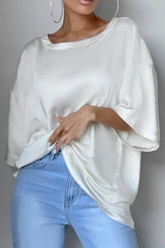 Day Dreaming | Off White Satin Relaxed Tee