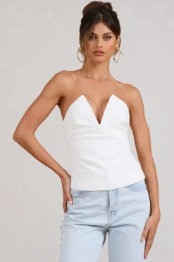Delicacy | White Lace V-Neck Bandeau Corset Top