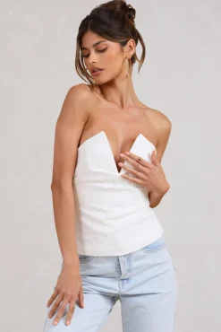 Delicacy | White Lace V-Neck Bandeau Corset Top