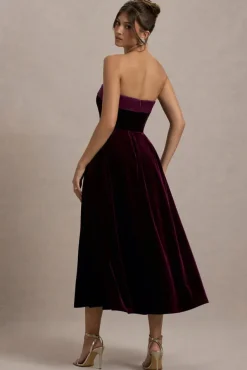 Delray | Port Velvet Bandeau Midi Dress