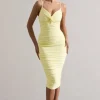 Desired | Lemon Knot Detail Ruched Midi Dress