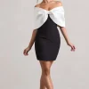 Dewdrop | Black u0026 White Mini Dress With Oversized Bow