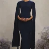 Divine Timing | Navy Maternity Maxi Dress With Cape Sleeves