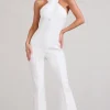 Don't Cross Me | White Halter Neck Tailored Buttoned Sleeveless Jumpsuit